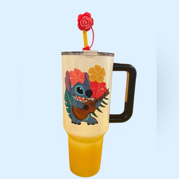 Loungefly Stitch Floral Backpack Wallet, Necklaces& Earing with a Tumbler Set - Picture 12 of 13